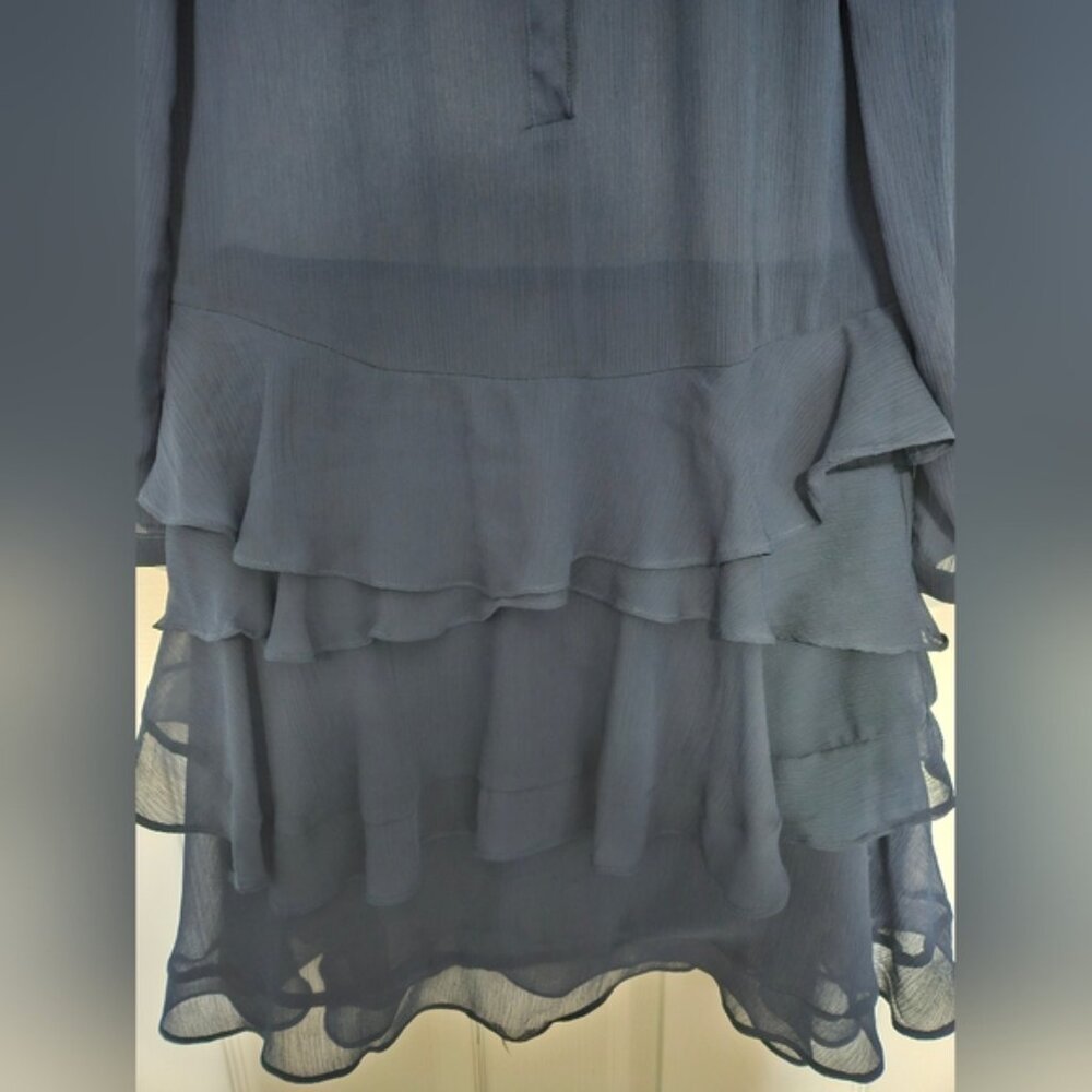 Sheer Navy Blue Dress with bottom ruffles - Picture 4 of 7